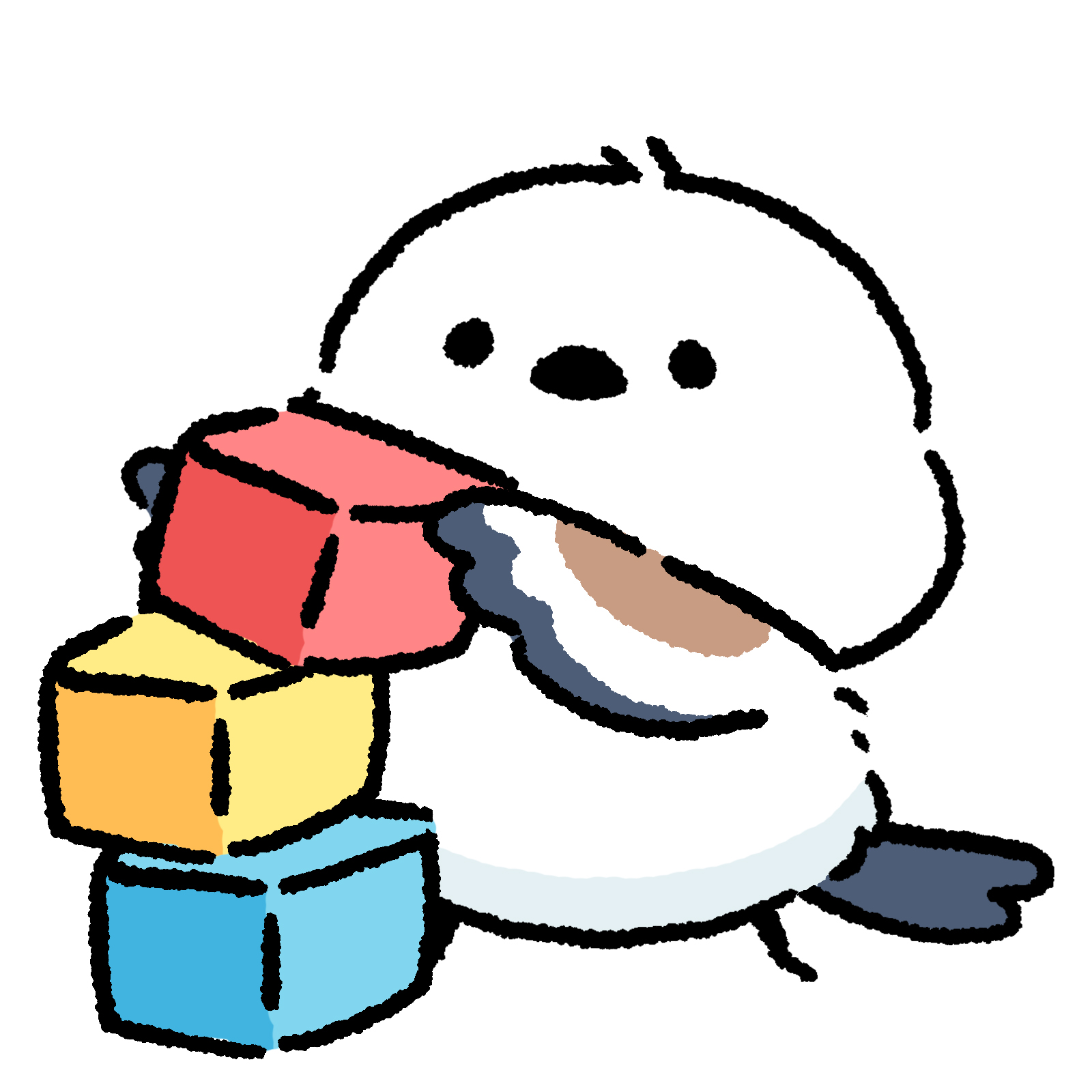 積み木を積み上げるシマエナガ