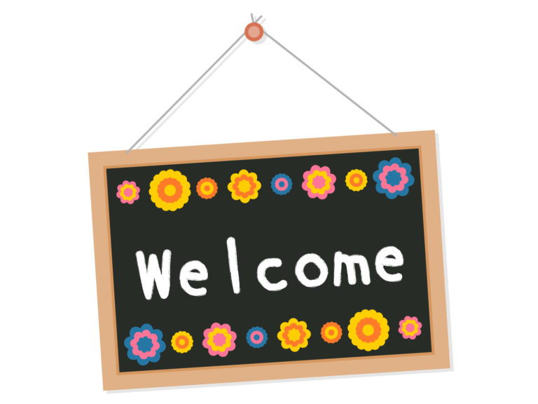 ブラックボードにwelcomeの文字