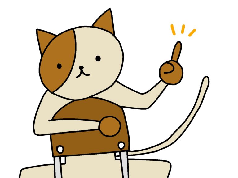 椅子に座って指を1本出す猫
