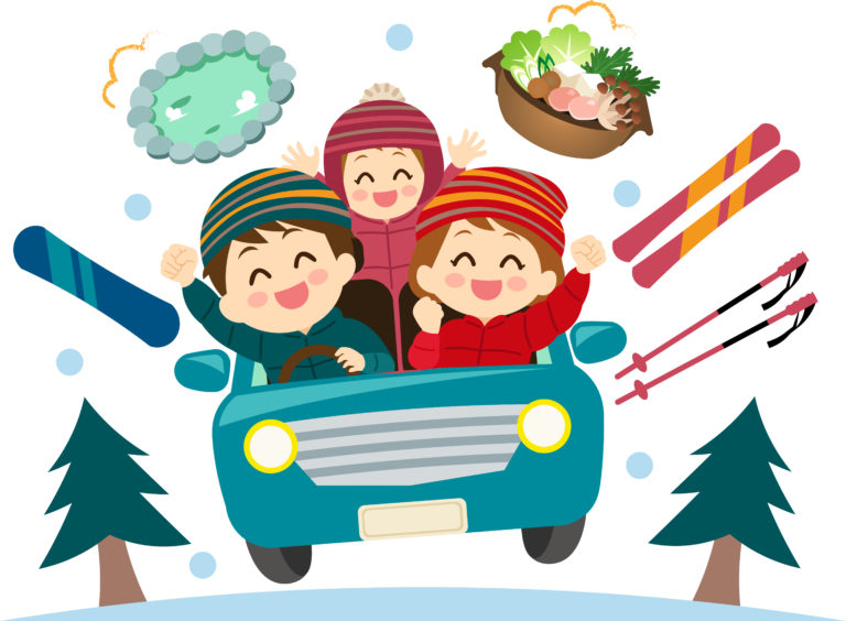 冬を満喫する家族