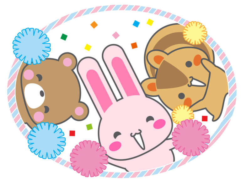 ポンポンを持って応援する動物