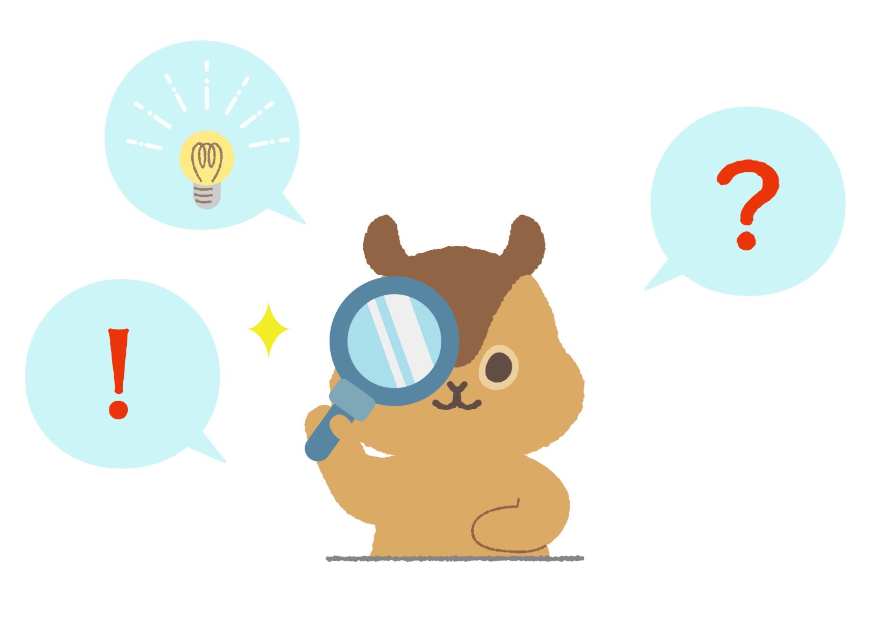 虫眼鏡を覗くリス