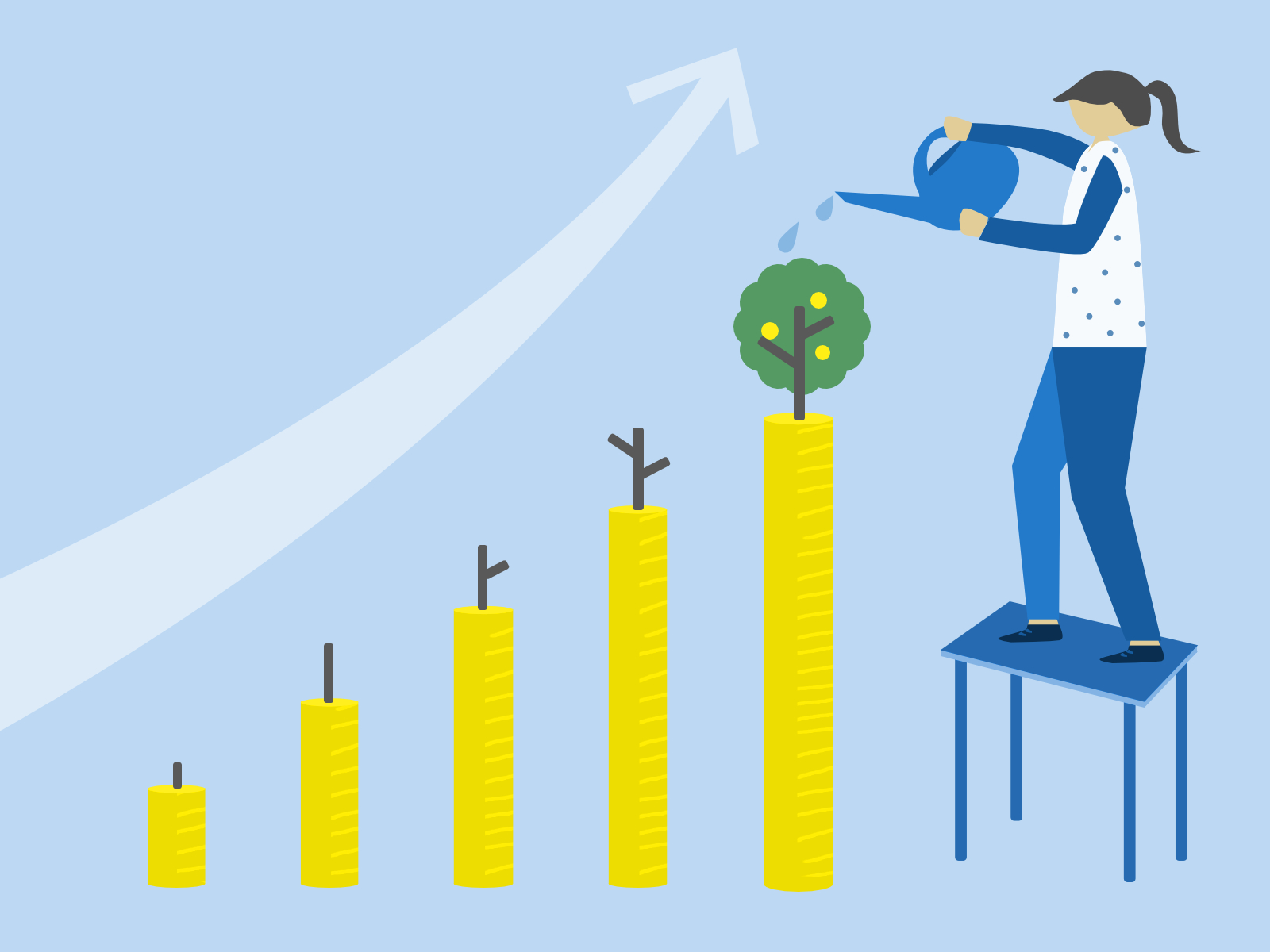 苗木に水をやり育てる人