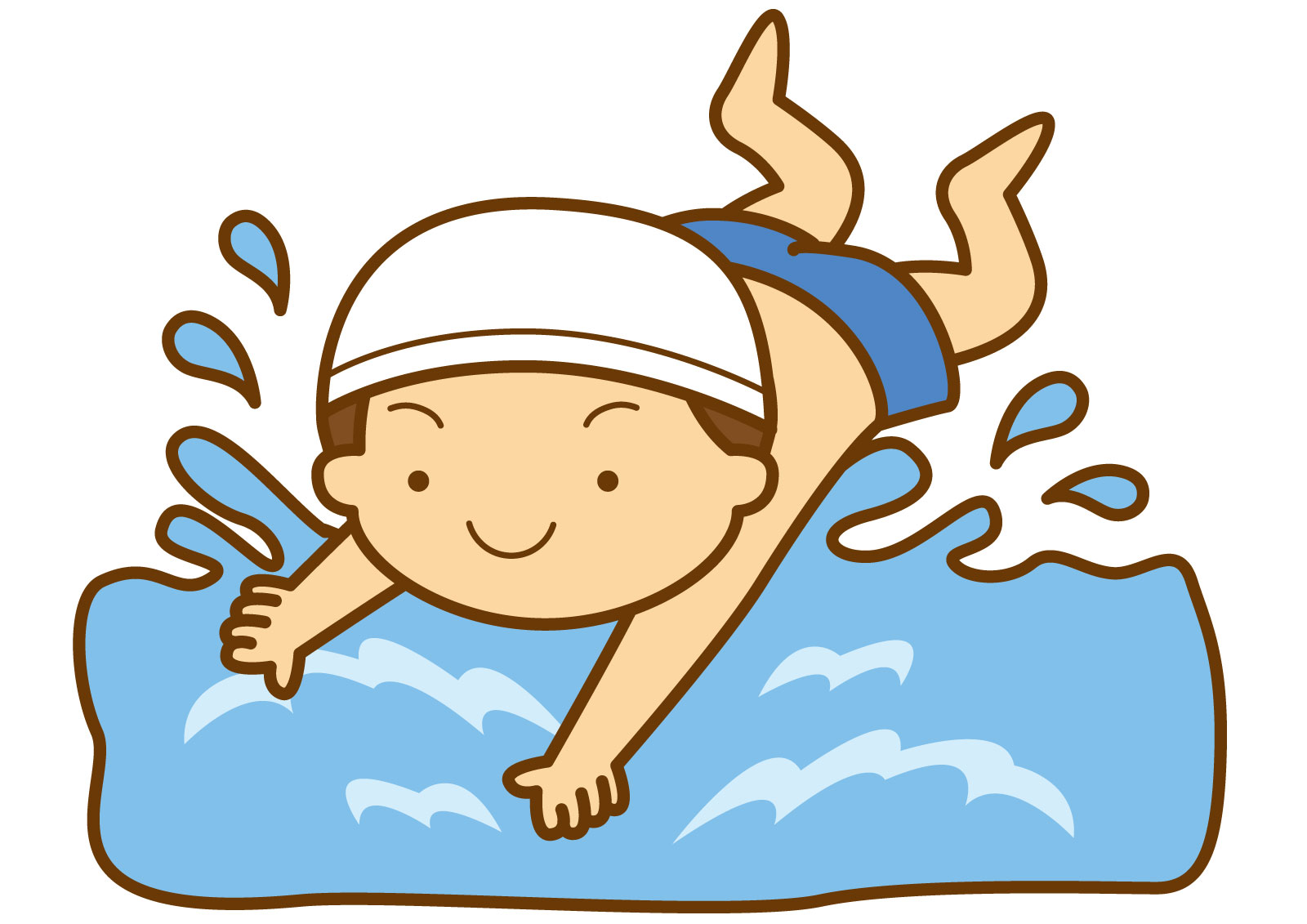 プールに飛び込む子ども