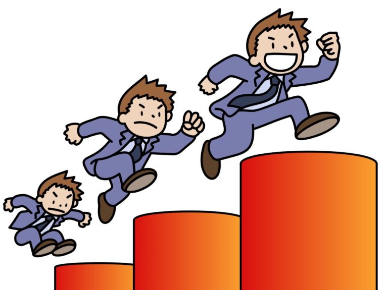 ホップステップジャンプで上る人