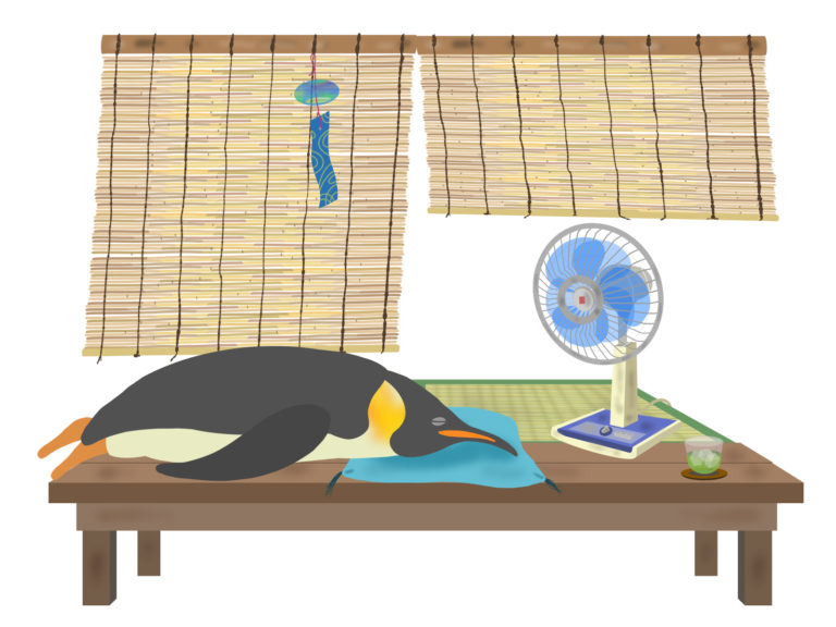 暑さにバテているペンギン