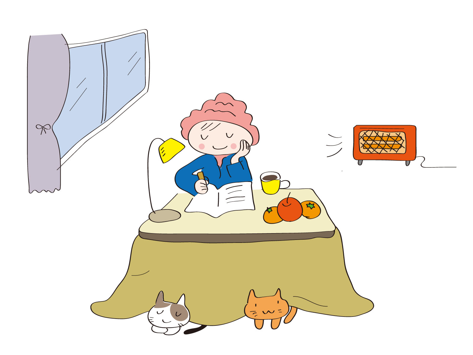 こたつで勉強する人