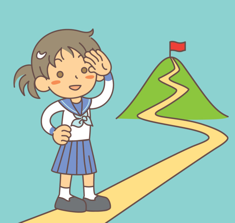 ゴールを見る学生