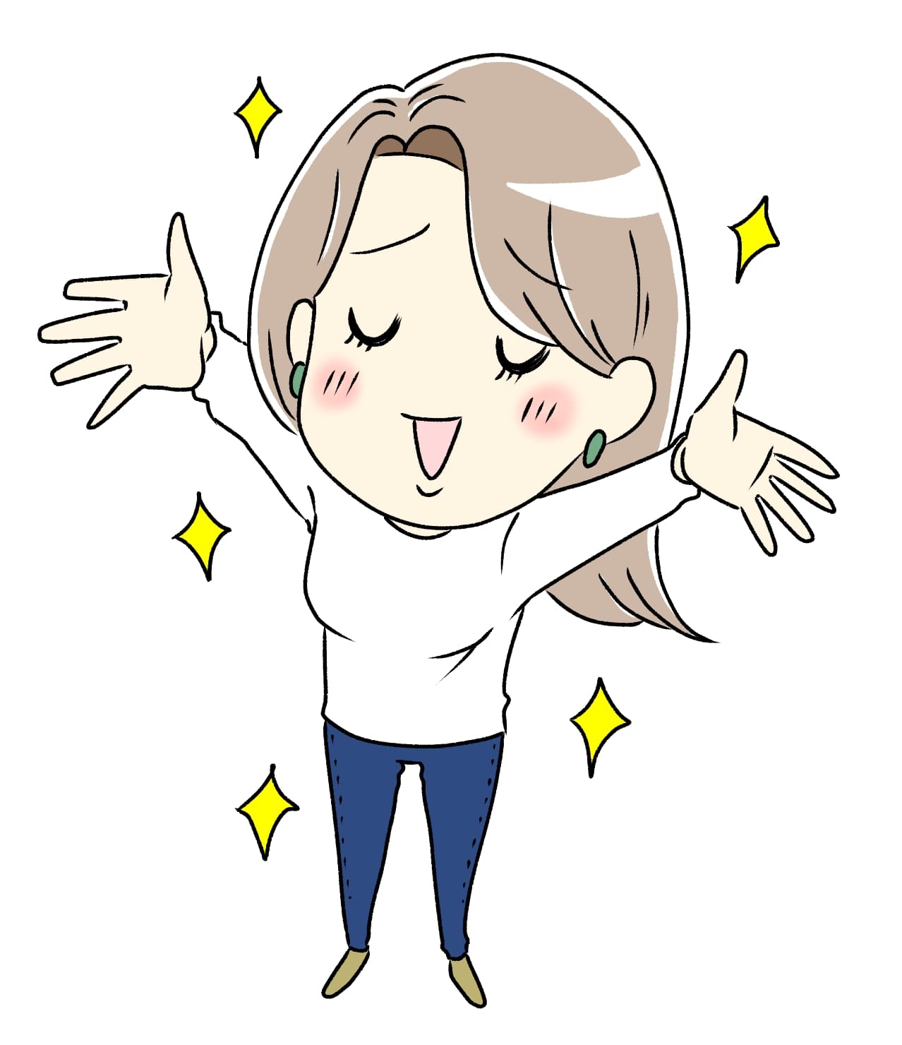 両手を上げて、キラキラしている女の人