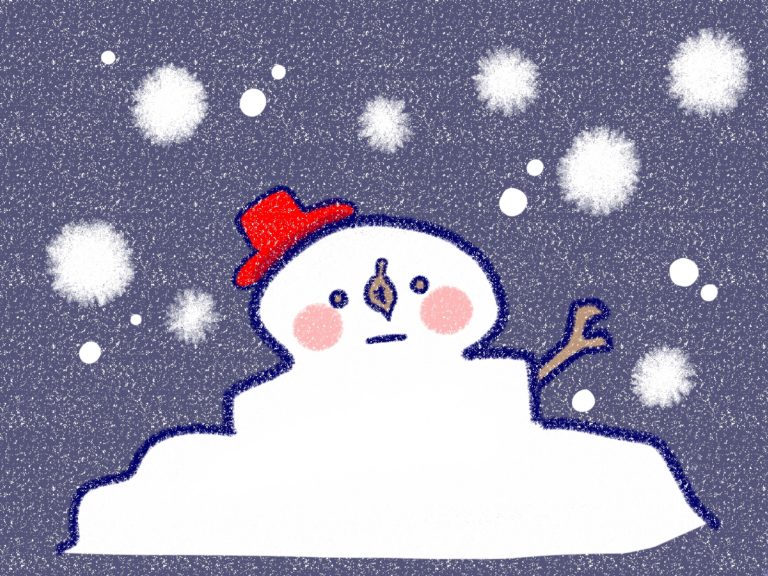 雪に埋まる雪だるま