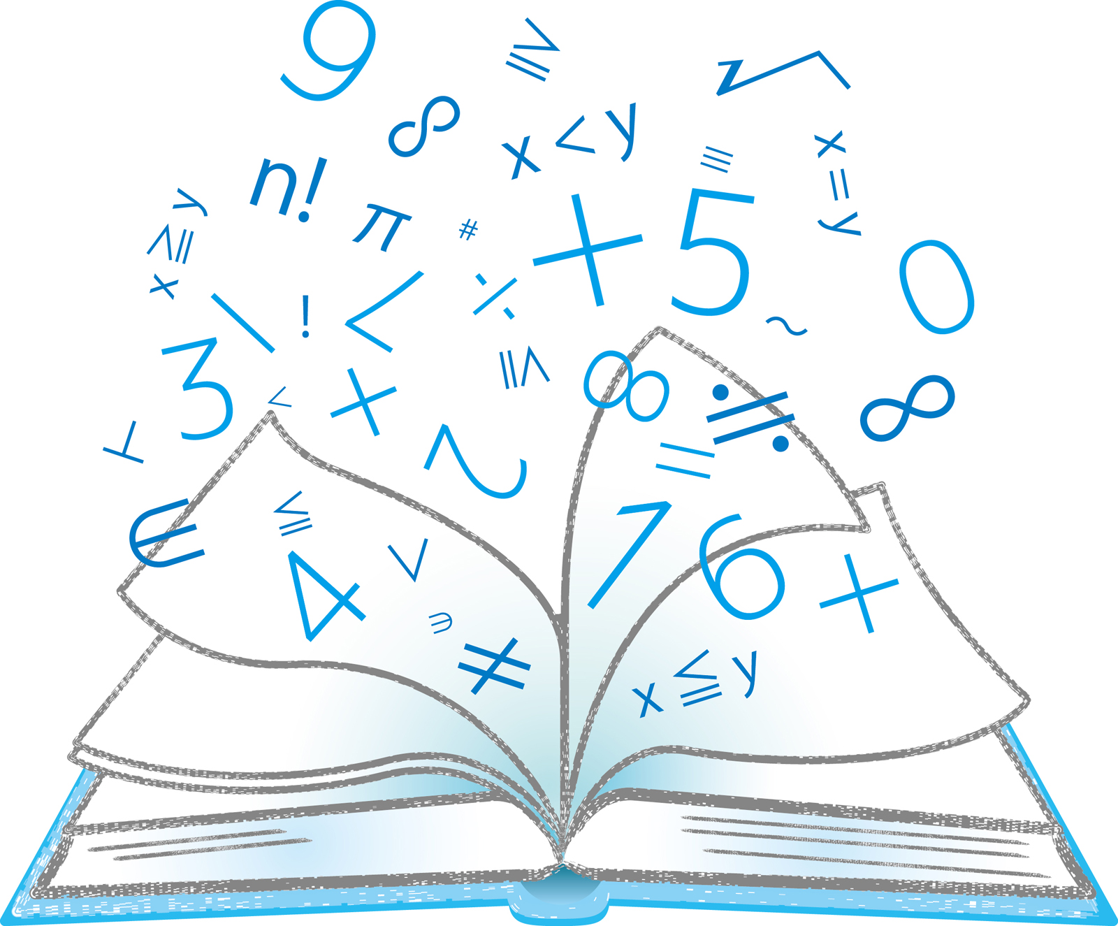 本の上に散る数字と記号
